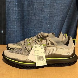 ADIDAS 4D FUSION PRIMEKNIT GREY GREEN RUNNING SHOES SNEAKERS MENS Size 12 H04511